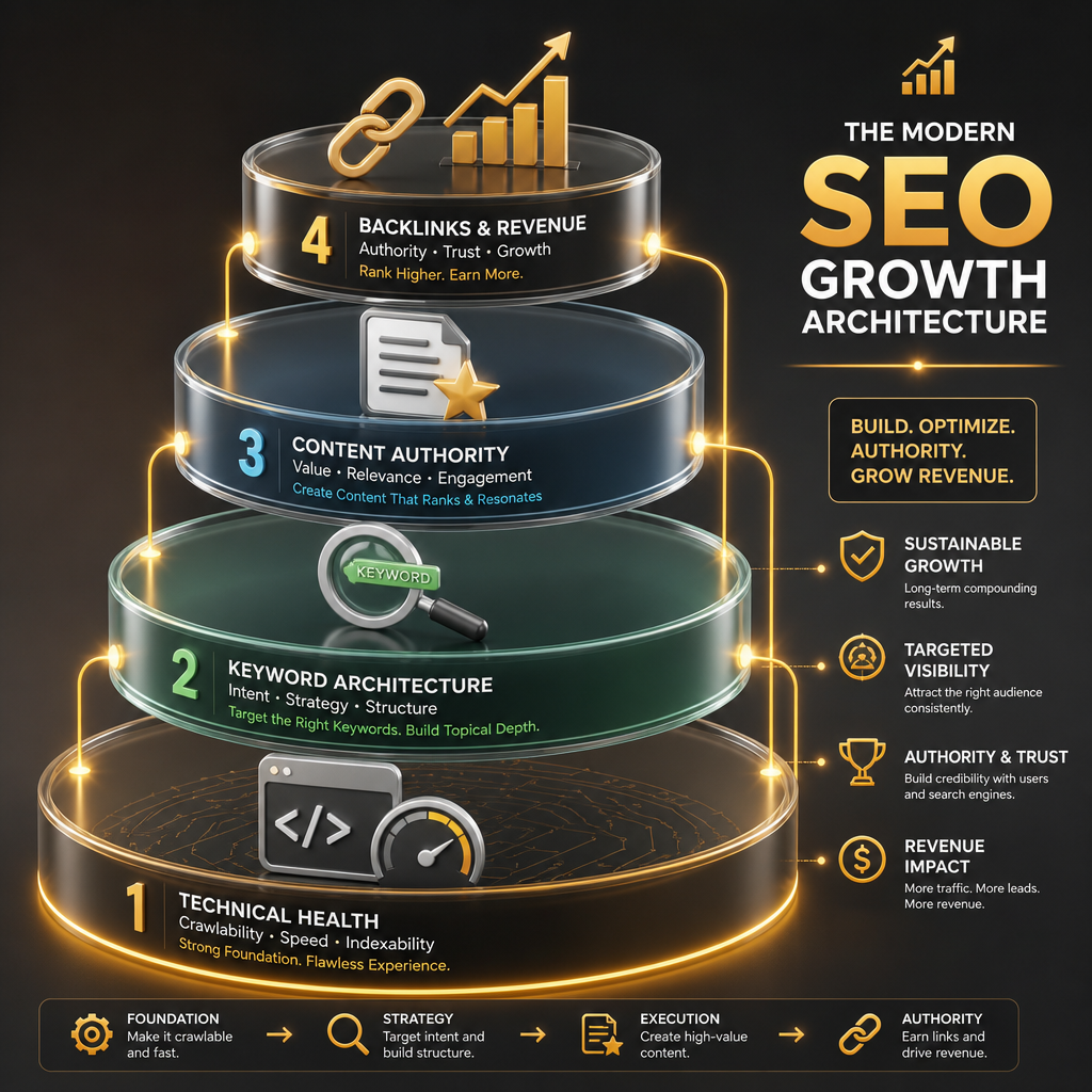The Modern SEO Growth Architecture & 4-Pillar Revenue Acceleration Framework